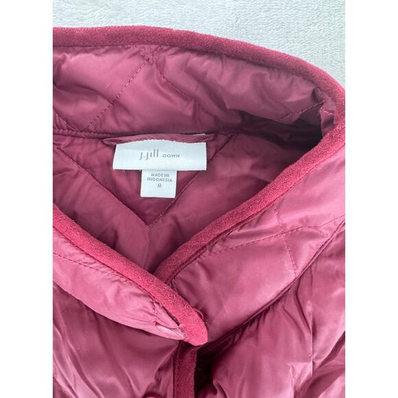 J Jill Down Jacket Red Maroon Tunic Long Length Quilted Puffer Coat Medium - Picture 5 of 8